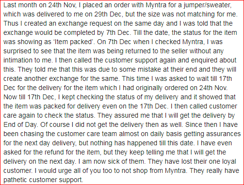 #MYNTRASUCKS
#NOMOREMYNTRA 
#WORSTDELIVERY 
#WORSTSERVICE 
#ZEROOUTPUT
#NOTEAMCOORDINATION 
@myntra @MyntraSupport @Myntra_CC @myntra_engg @MyntraFS @MFIbyMyntra 
Myntra.com @_Amar_N