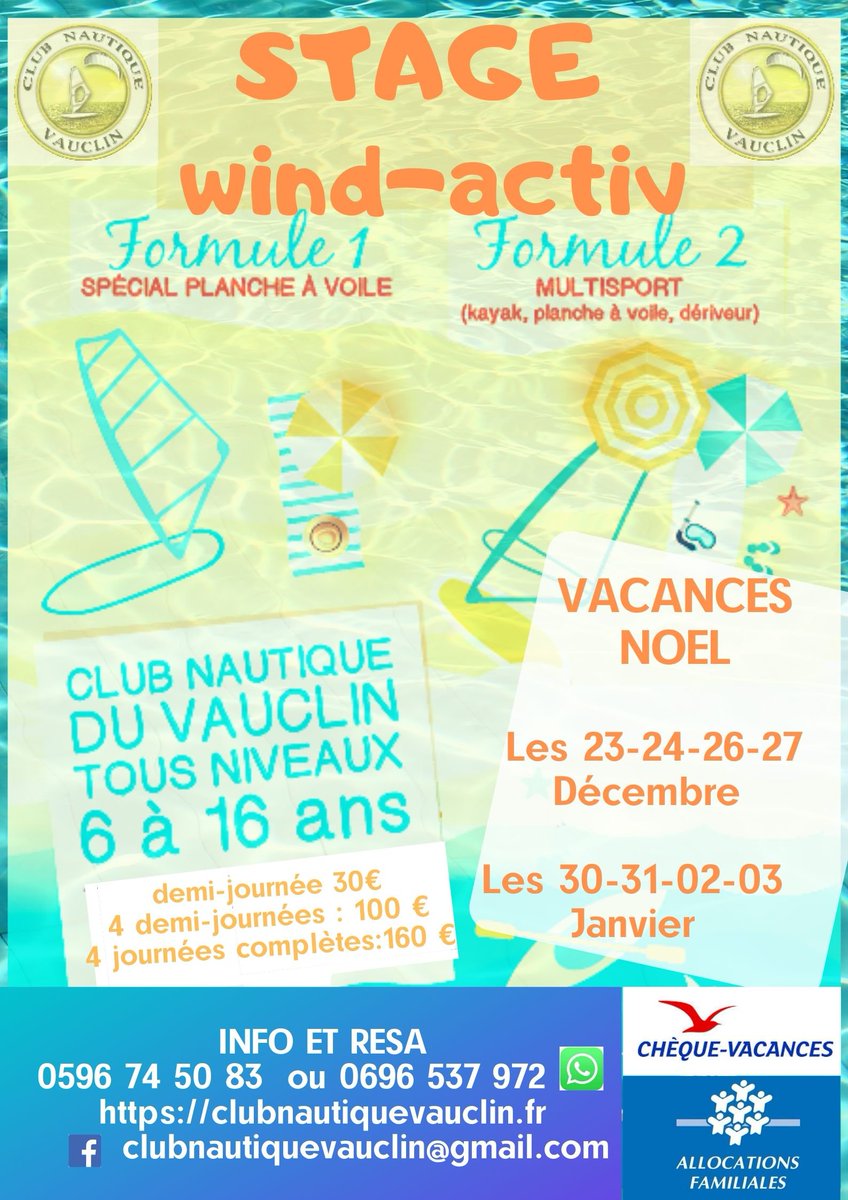ClubCnv's tweet photo. La #plancheavoile fait des heureux. Deuxième semaine de #stage du lundi 30 déc au vendredi 3. You're welcome.
#activitésnautiques
#quoifaireenmartinque
#vacances
#martinique
#loisirs #plagesmartinique
#windsurfing https://t.co/Z79A70VBcv