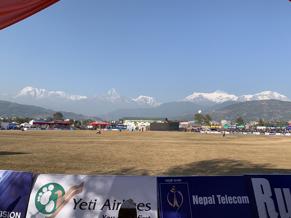 ibkarki's tweet photo. Spectacular view of #Pokhara cricket ground. #PPL19 https://t.co/tOwyqGIETY
