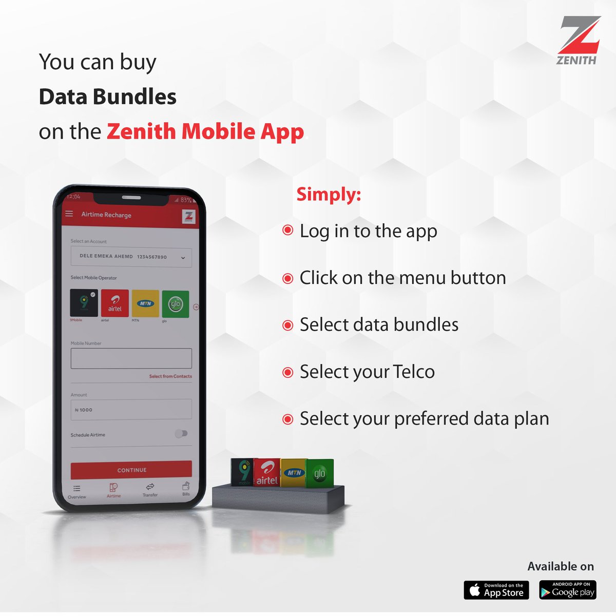 ZenithBank's tweet photo. You can buy your data bundle on the Zenith Mobile app with these easy steps! #ZenithMobileApp https://t.co/IDG3tjMwci
