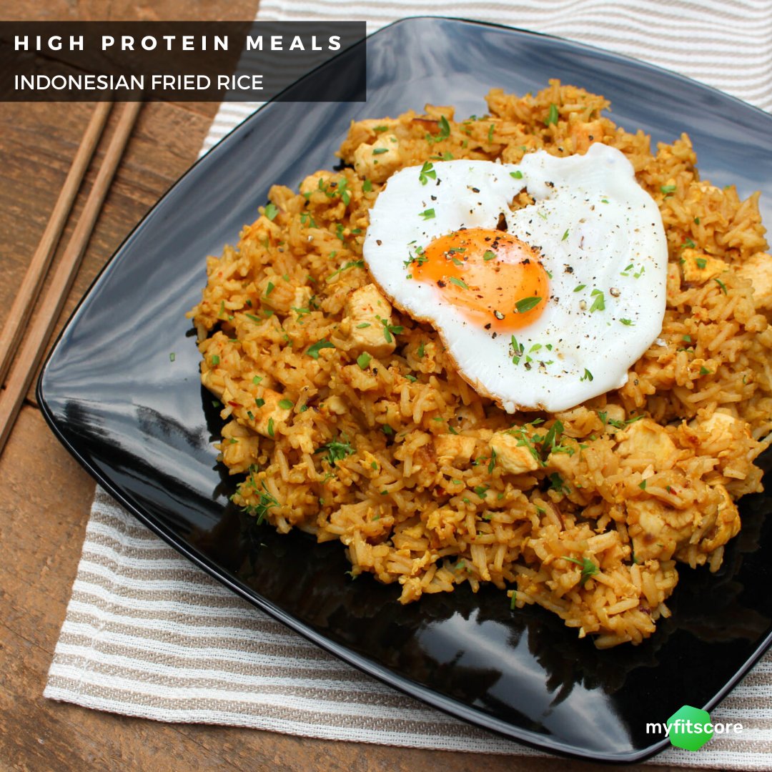 MyFitScoreApp's tweet image. Check out this delicious recipe for high protein Indonesian fried rice! Head over to our Instagram or Facebook page to get the recipe and try it for yourself 😋