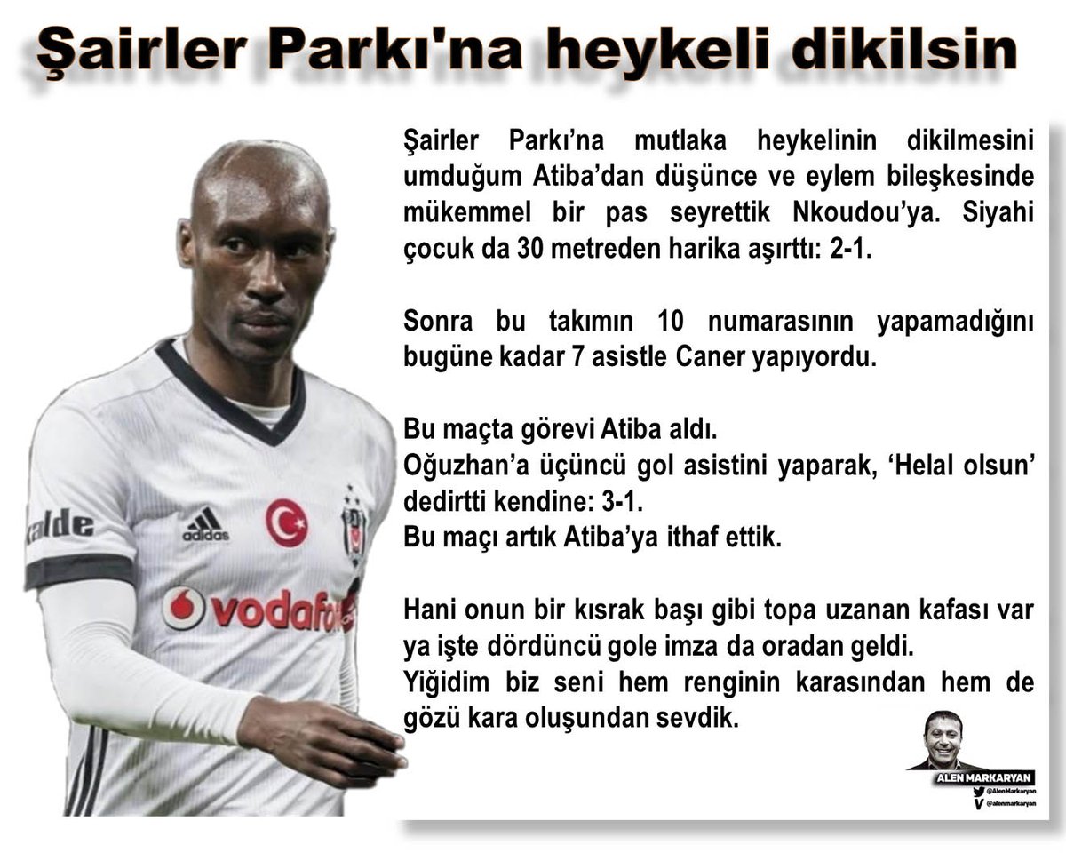 Atiba Hutchinson Şairler Parkı'na heykeli dikilsin