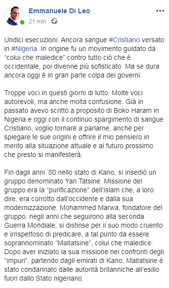 SteadfastNGO's tweet photo. "Undici esecuzioni. Ancora sangue #Cristiano versato in #Nigeria. In origine fu un movimento guidato da “colui che maledice” contro tutto ciò che è occidentale [...]"

Leggi tutto: https://t.co/gkOP6q55SK

#StopCristianicidio
#BokoHaram
#NigerAid
#Steadfastonlus https://t.co/eGEDbWtNl5