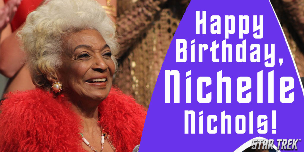 StarTrek's tweet photo. Wishing the happiest of birthdays to @NichelleIsUhura! Share your favorite Uhura moment in celebration 🎉 #StarTrek #StarTrekFamily https://t.co/qpO16QVcEC