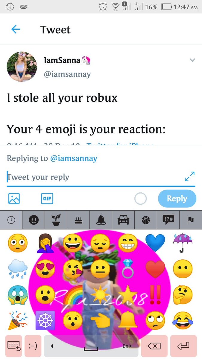 Ryu20087's tweet photo. @iamsannay My 4th emoji there 
😔 https://t.co/y9ia0w1B7r