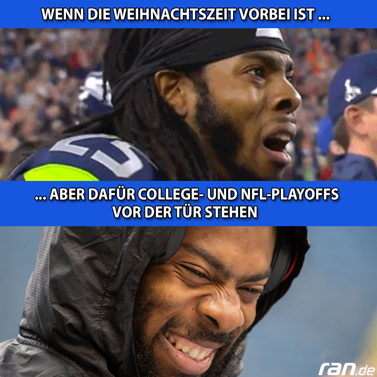 Nach der Bescherung ist vor der Bescherung! :-) 
Um 21:45 Uhr <a href="/ProSiebenMAXX/">ProSieben MAXX</a> einschalten! 
#ranCollege #ranNFL #ranNFLsuechtig