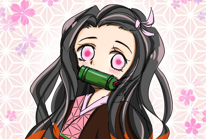 AIMI👾0ステ&秘密のJOKERさんがTwitterに投稿した竈門禰豆子(鬼滅の刃)のイラスト。