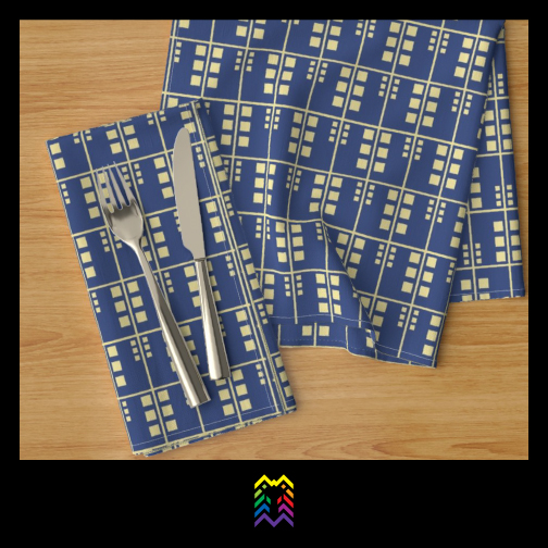 PMutation's tweet photo. Dinner Napkins in my latest pattern, Garden Gate.  In my Shop on Spoonflower.  #DinnerNapkins.  #HomeDecor.  #Indigo.  #GeometericPattern.  #SurfaceDesign.  #TextileDesign.  #GardenGate.  #AsianInspiredDesign.  https://t.co/fVezqNIVRg. https://t.co/QAQweOJOhv