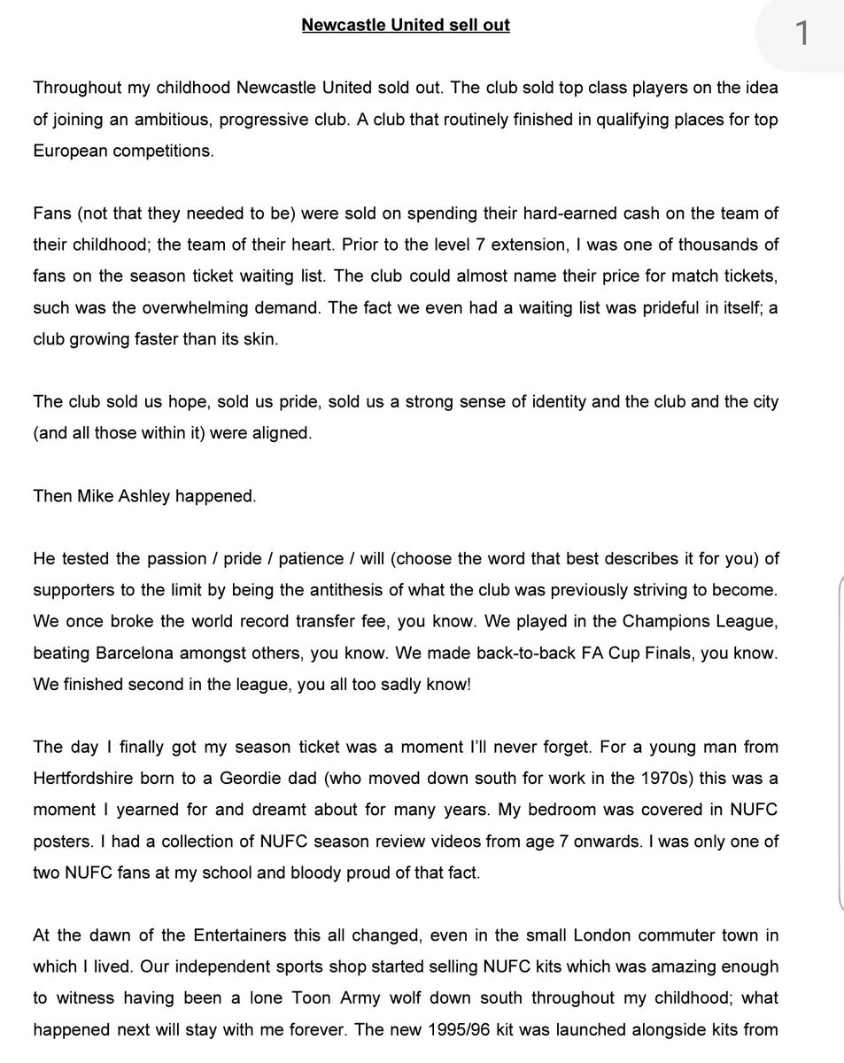 JArmstrong_NUFC's tweet photo. Today #NUFC had a full house.

They proudly stated they SOLD OUT in the days leading up to the match.

I wrote a few words to get my head around how my club have officially souled out.

Please spare 5 minutes and give this a read. Thanks. https://t.co/i3L5ZGVtIZ