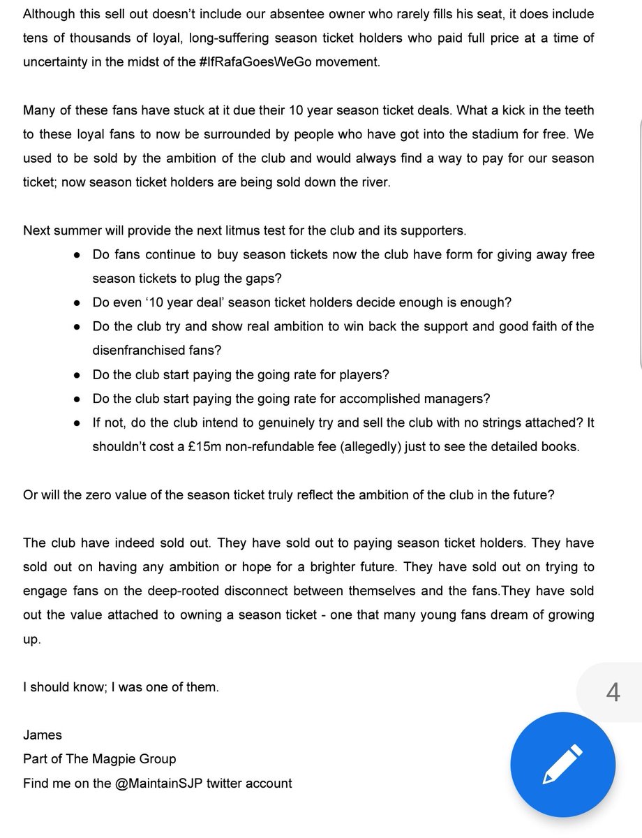JArmstrong_NUFC's tweet photo. Today #NUFC had a full house.

They proudly stated they SOLD OUT in the days leading up to the match.

I wrote a few words to get my head around how my club have officially souled out.

Please spare 5 minutes and give this a read. Thanks. https://t.co/i3L5ZGVtIZ