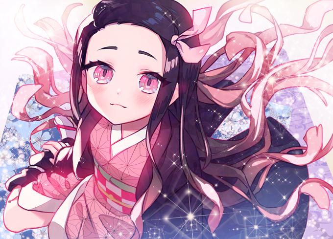 さく之輔さんがTwitterに投稿した竈門禰豆子(鬼滅の刃)のイラスト。