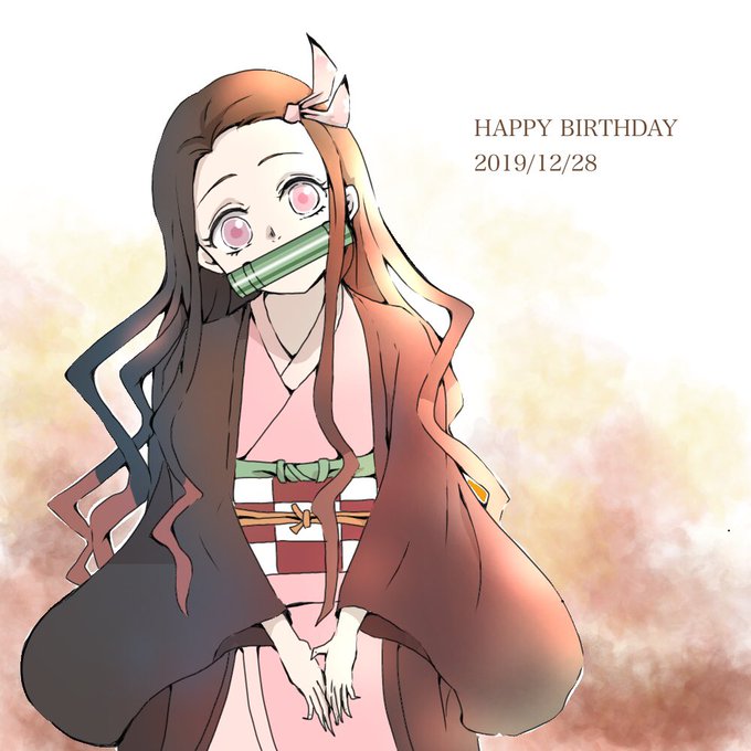 もかさんがTwitterに投稿した竈門禰豆子(鬼滅の刃)のイラスト。