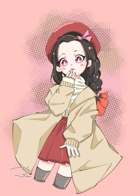 でっぷさんがTwitterに投稿した竈門禰豆子(鬼滅の刃)のイラスト。