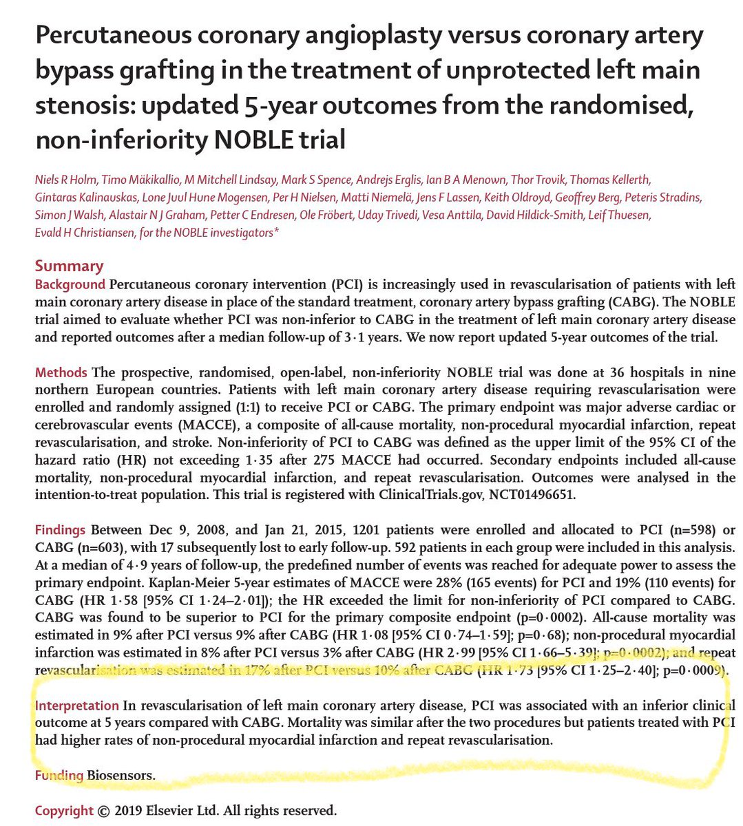 NOBLE Update: CABG Keeps Edge Over PCI in Left Main CAD <a href="/VictorDayan1/">Victor Dayan</a> <a href="/pomyers/">Patrick Myers</a> <a href="/AATSHQ/">AATS</a> <a href="/venkmurthy/">Venk Murthy MD PhD</a> <a href="/GreggWStone/">Gregg W. Stone MD</a> <a href="/ProfDFrancis/">Prof Darrel Francis ☺ Mk CardioFellows Great Again</a>