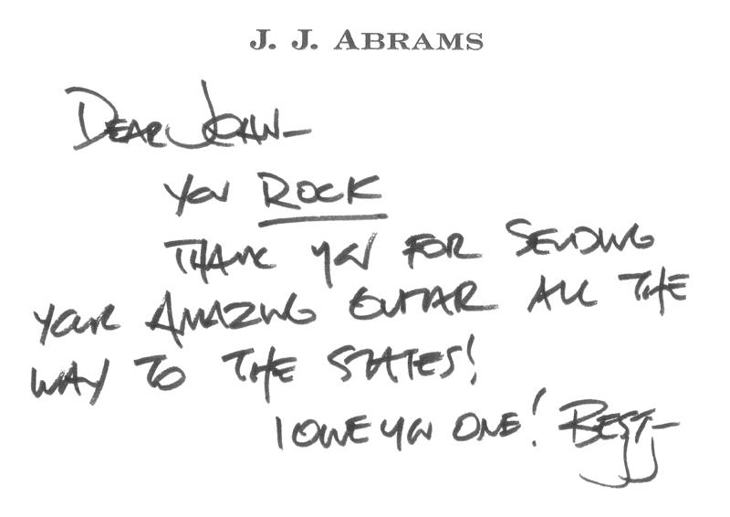 wesleyguitars's tweet photo. Thanks JJ for making an awesome movie! #starwars https://t.co/xVkwb9dHNP