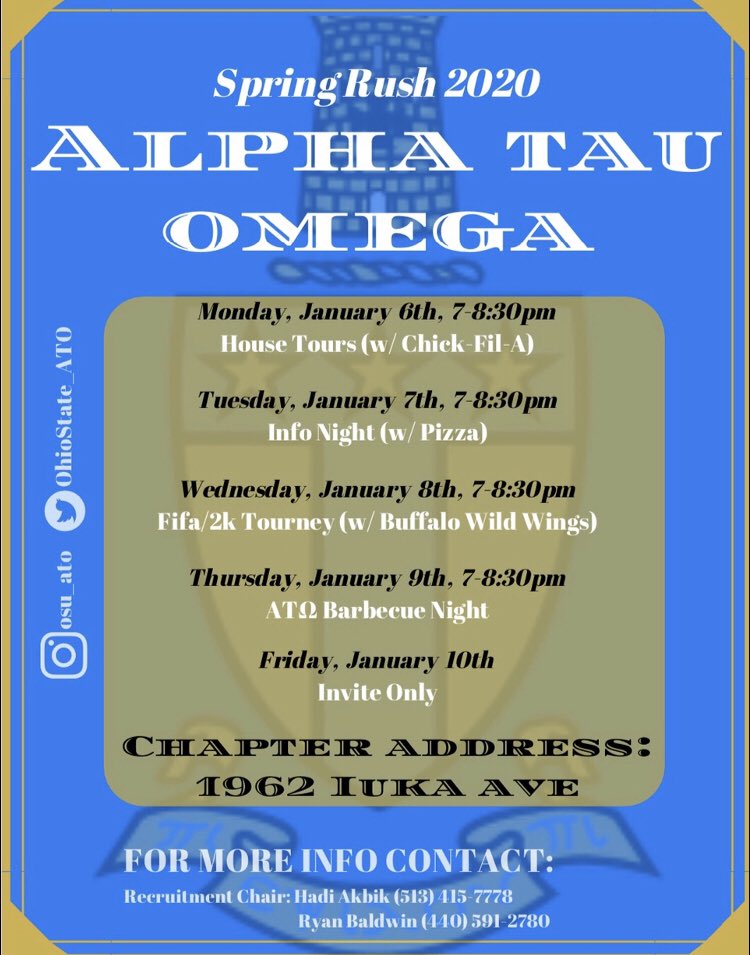 Official Rush Week Schedule #ATΩ