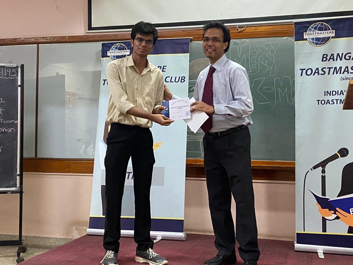 PrWing's tweet photo. All good things come to an end! Meeting No 1195 marked a spectacular finish to what has been a stellar term! This surely was a meeting to remember! #bangaloretoastmasters
#bangaloretoastmastersclub #toastmasters #toastmastersinternational #Fridayevening #Friday #Publicspeaking https://t.co/5Vx34R1VSl