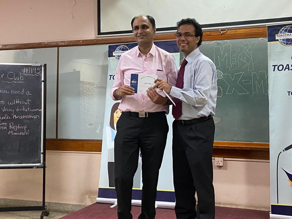 PrWing's tweet photo. All good things come to an end! Meeting No 1195 marked a spectacular finish to what has been a stellar term! This surely was a meeting to remember! #bangaloretoastmasters
#bangaloretoastmastersclub #toastmasters #toastmastersinternational #Fridayevening #Friday #Publicspeaking https://t.co/5Vx34R1VSl