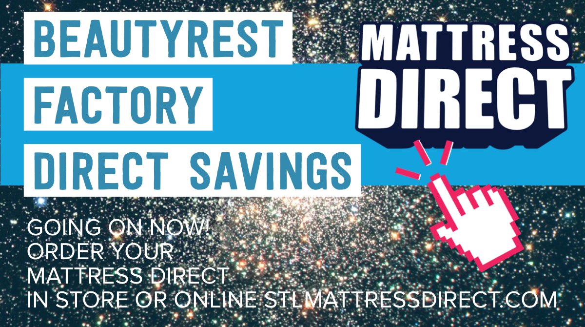 stlmattress's tweet photo. Order online or in store today. Get the guaranteed lowest price anywhere.
https://t.co/jqntq7vWSB
Nobody sells @Beautyrest for less.
#shoplocal #sale #mattress #save https://t.co/TAqAtcovDH