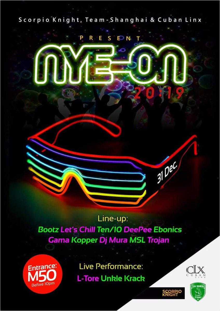 MSL_Relo's tweet photo. Last 4 Fridays of 2019 and your Boi is finishing on a High Note... Refa Molimo sebaka saho sebetsa...
#LevelUpSaturdays @ CLX
#FlyingFishChillas @ VPS
#NYE_ON @cubanlinx_ls
Let's #AddSomeFlavour https://t.co/fmBle1N6G1