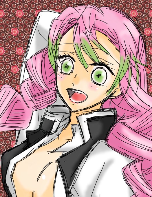 紅緒さんがTwitterに投稿した甘露寺蜜璃(鬼滅の刃)のイラスト。