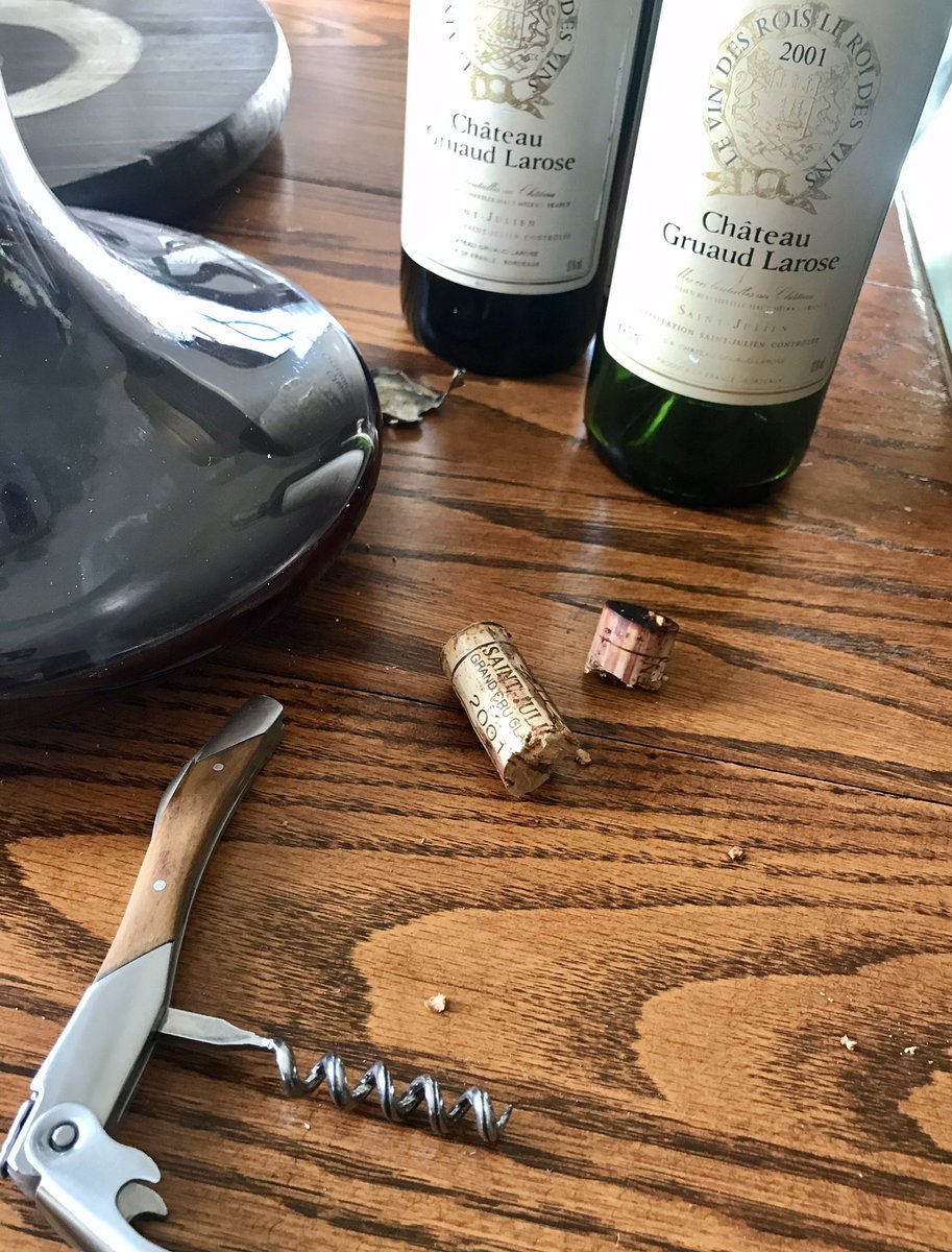 SideHustleWino's tweet photo. I’m a little late posting my #Christmas wine. Had planned on opening both of these but only got to the #2001! Drinking wine this amount of age is always special to me. Should’ve used a Butler’s opener for this! 🤦🏼♀️ #Bordeaux #leftbank #saintjulien #secondgrowth #chateaugruard https://t.co/6OWd6QvWoE