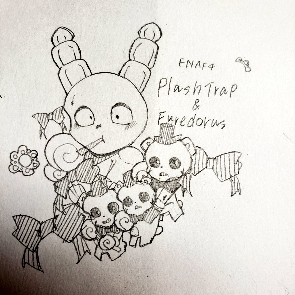 描いてみた Fnafの落書き Fnaf4のプラッシュトラップを描いてみました 1枚目 プラッシュトラップ フレドルズ 原形 2枚目 プラッシュトラップが起きたら女の子の服を着ていた話 擬人化 原形をもっと上手に描けるようにしたい 擬人化です 2枚目 ツイレポ