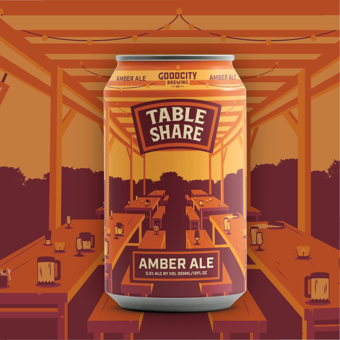 GoodCityBrewing's tweet photo. Kicking off 2020 with something new! Table Share #Amber Ale is coming at ya in 6-packs towards the end of January. Stay tuned! #GoodCity #TableShare #GatherRound #ShareTheGood https://t.co/Td245NGA0s
