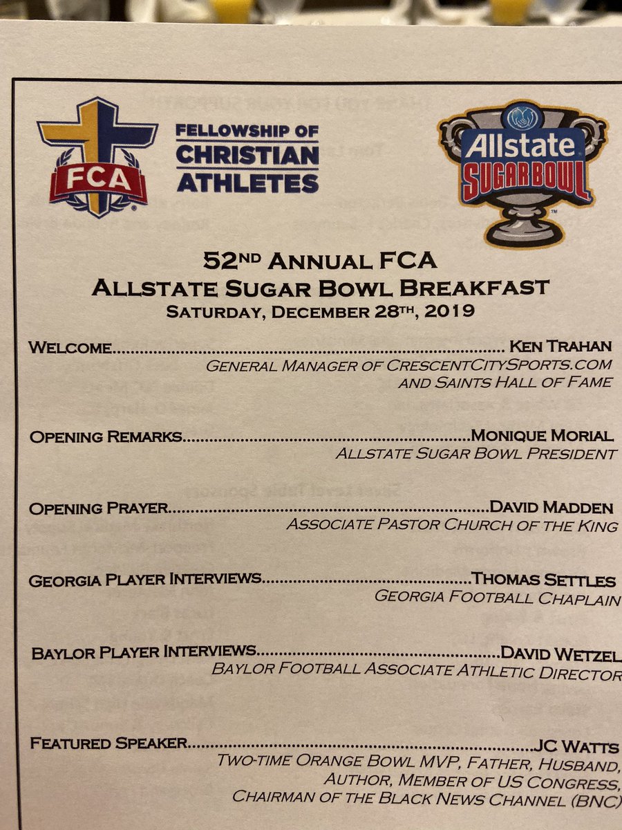 _JayAdkins's tweet image. Brought my dad, Will and Lauren down to the @Allstate #SugarBowl #FCA #PrayerBreakfast. Big thanks to Jack &amp;amp; @joinnoba for the tickets. Will already got his picture made with Jake Fromm. ;)