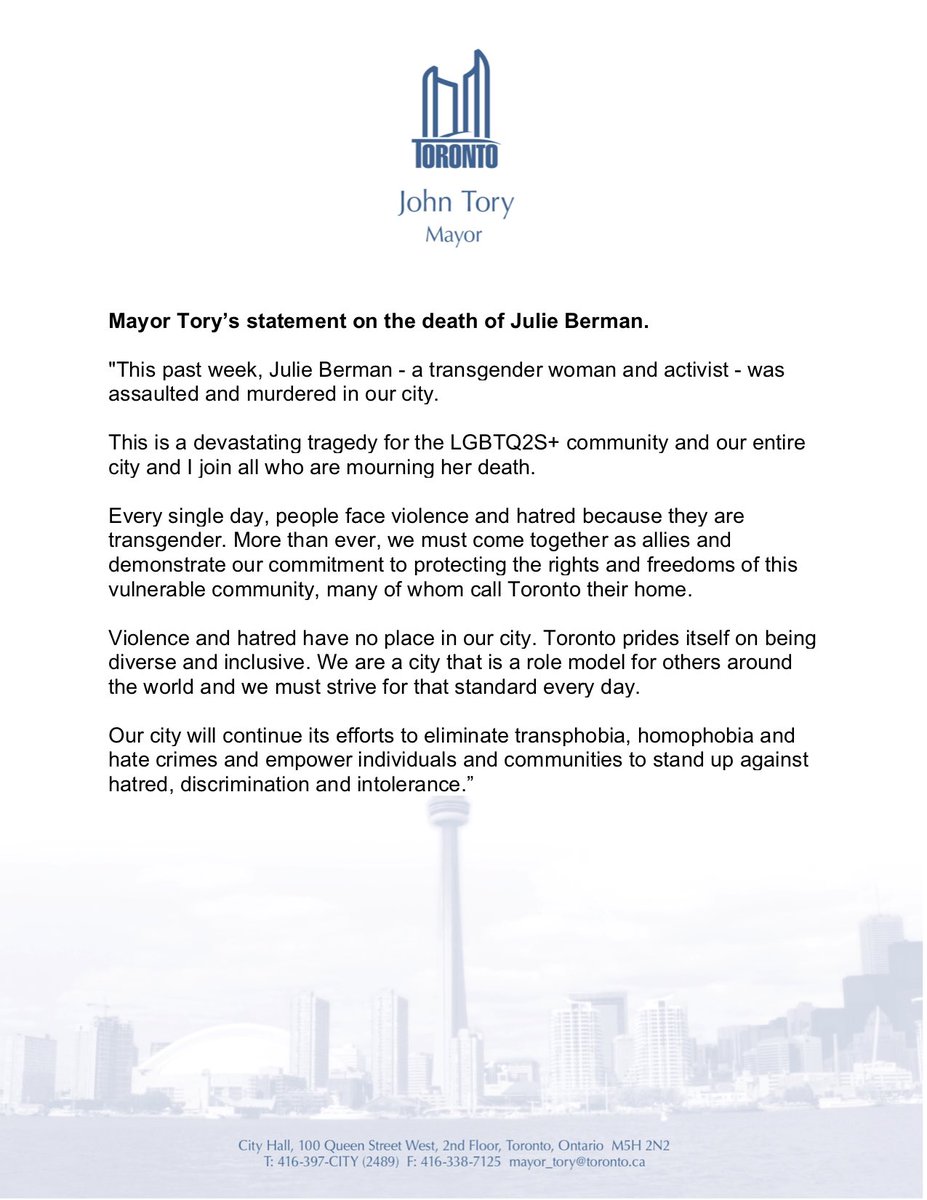 John Tory tweet media