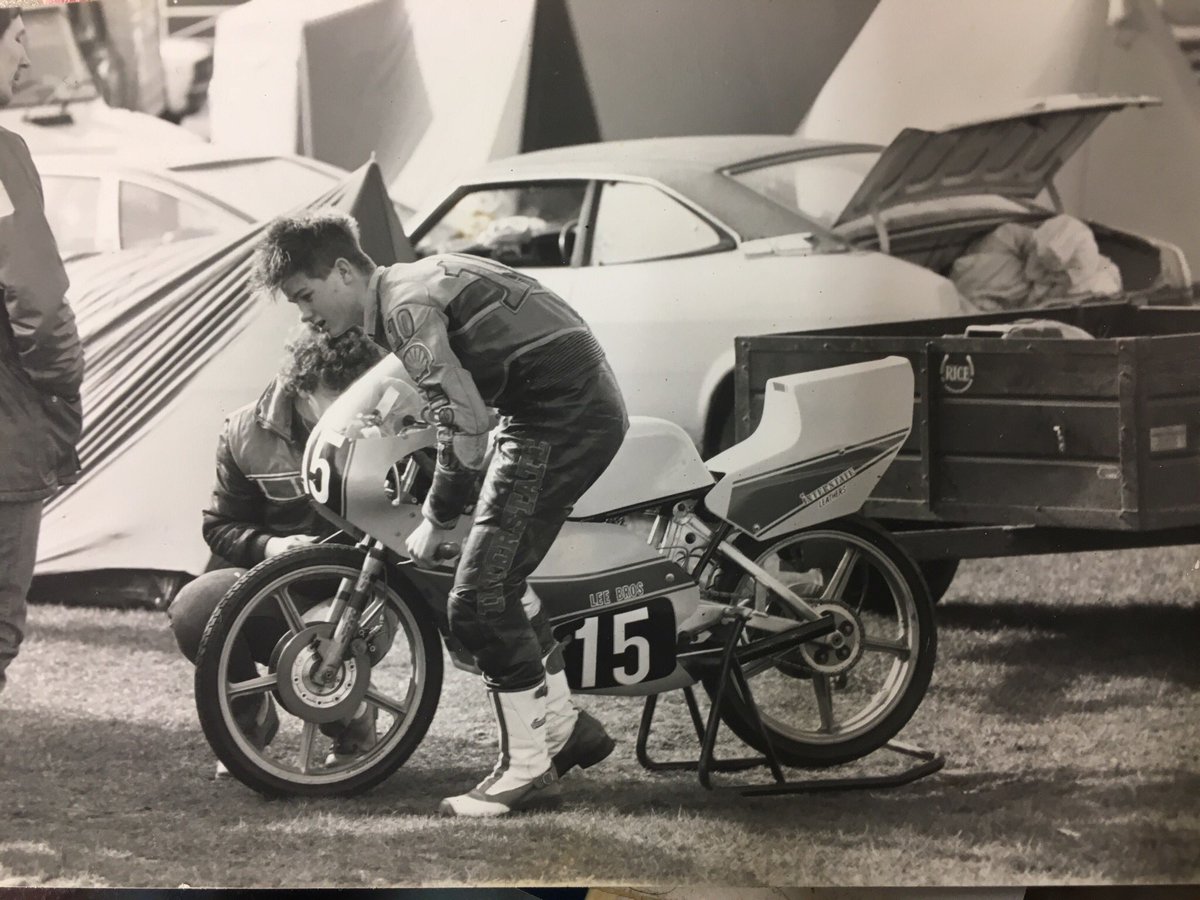 2nd hand leathers, a Morris marina coupe, an open top wooden trailer and a tent ! . . 1985 snetterton brit championship round !