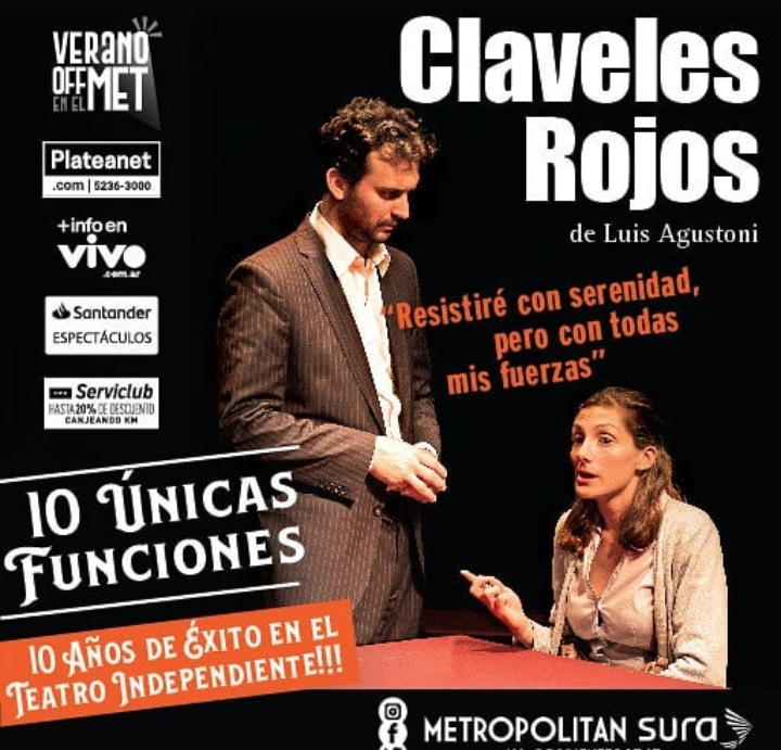 juan_ignaciopen's tweet image. Luego de 10 años de éxito en el circuito off... Llega a la avenida Corrientes @Claveles_Rojos🎭Una obra escrita y dirigida por Luis Agustoni✍️#Estreno domingo 12 enero, 20,30 hs, en @TeatroMetSura @JonGoransky #ClavelesRojos Entradas: @Plateanet