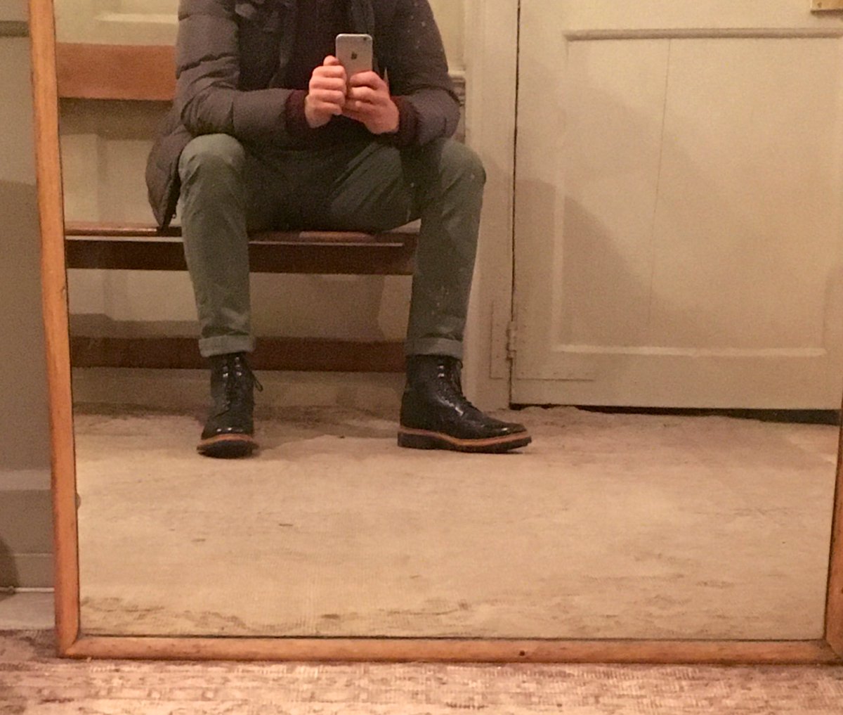 MikeHudsonArchi's tweet photo. It’s absolutely rammed in #London today for the #wintersale I couldn’t resist and got myself a #bargain @grensonshoes #britishmade and just a short walk to @rapha #RaphaSoho for a great #coffee https://t.co/45yPJa91OJ