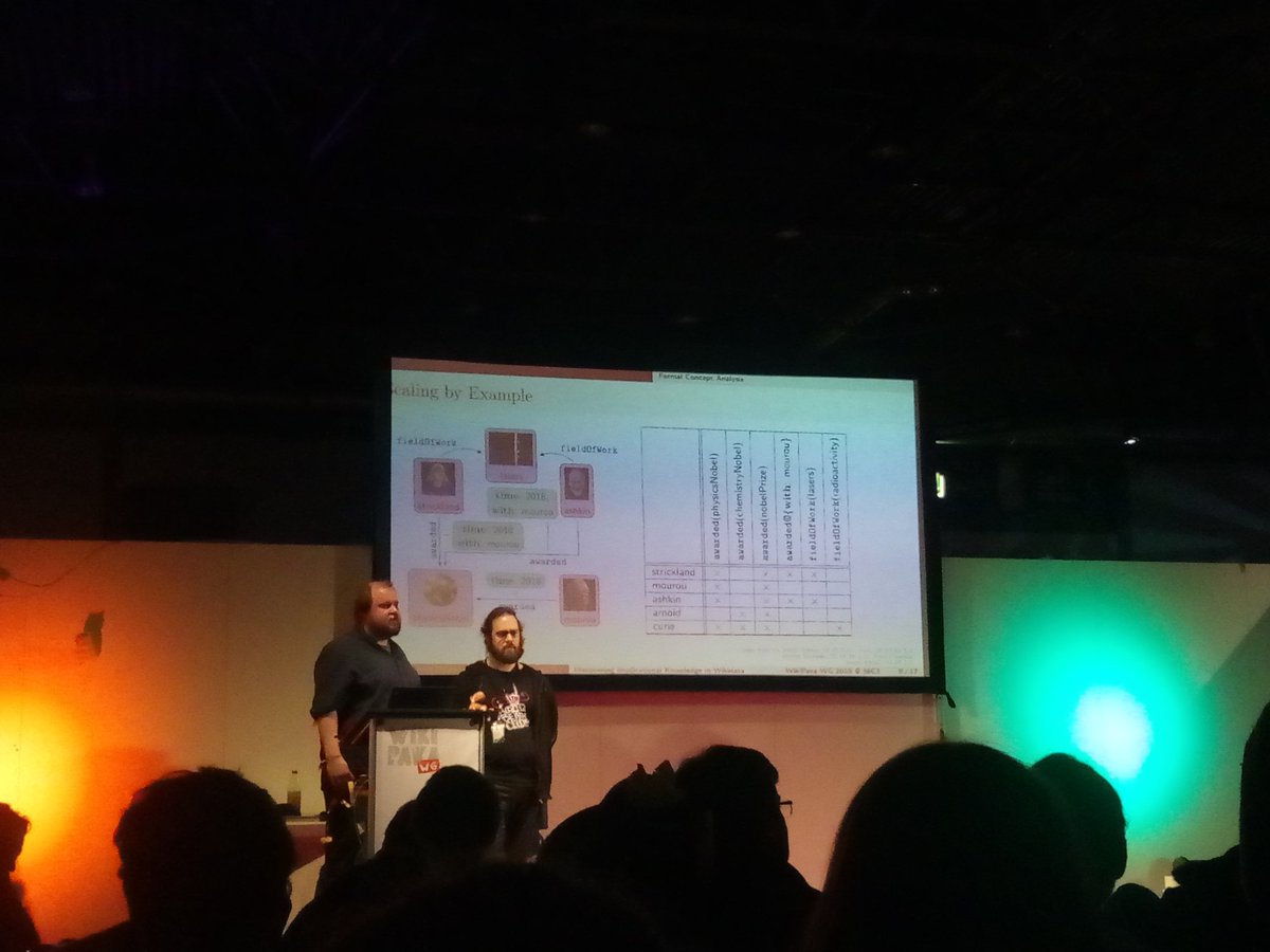 Two Males on a Stage.