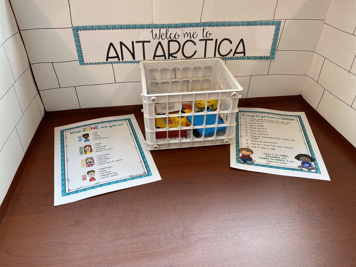 MissJaroch's tweet photo. It is so important to teach students how to regulate their emotions. A great way to do this is by using the zones of regulation. I updated my cool down zone to “Antarctica” for our return after break... can’t wait to see how they like it! 🥶💙 https://t.co/ekmsCXR56M