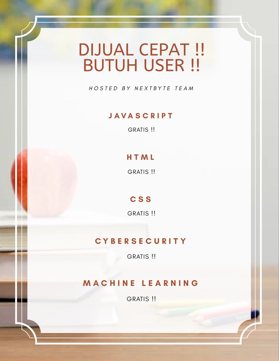 nextbyteco's tweet image. Udah S3 marketing belum ? Yaudah maaf kalo belum. Nikmati menu gratis dari Nextbyte. Sharing is caring ! 
Download Nextbyte di Google Play sekarang juga.

play.google.com/store/apps/det…

#s3marketing #sharingiscaring #belajar #digitalbootcamp #online #startup #enterpreneur #indonesia