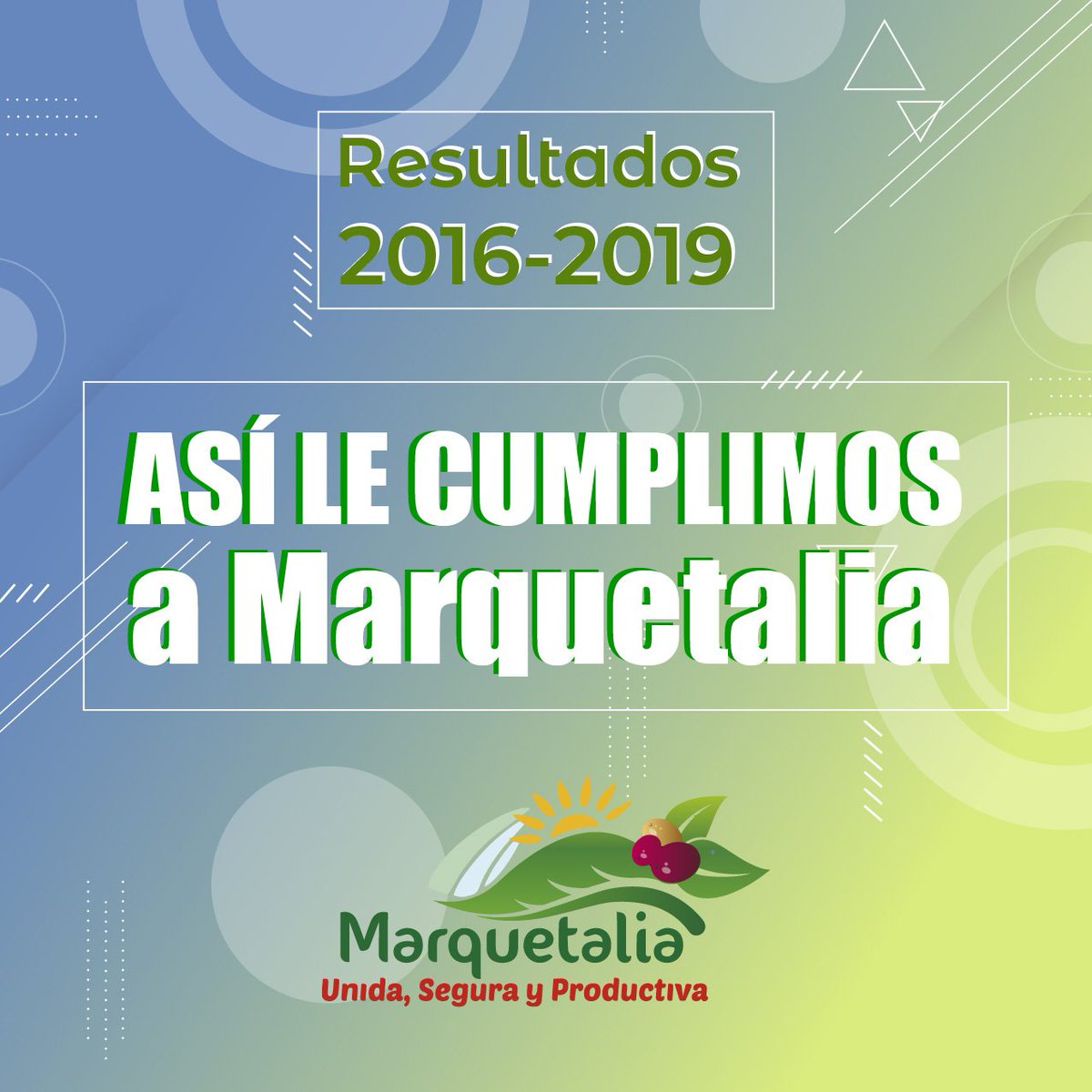 9 subsidios de vivienda de interés social para población víctima de desplazamiento forzado. 76 familias inscritas como potenciales beneficiarios.

¡ASÍ LE CUMPLIMOS A MARQUETALIA!

Marquetalia Unida, Segura y Productiva