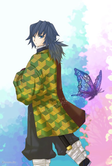 つきこさんがTwitterに投稿した冨岡義勇(鬼滅の刃)のイラスト。