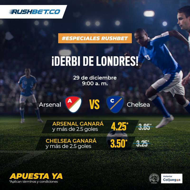 RushbetColombia's tweet photo. Arsenal, ubicado en mitad de tabla, recibe al Chelsea, que lucha por mantenerse en zonas de copas europeas. ¿Qué club se quedará con el derbi? ⚽️🏴󠁧󠁢󠁥󠁮󠁧󠁿#ApuestaYGanaPensando👉 https://t.co/omgwedwi9q https://t.co/hNGJCHpX7w