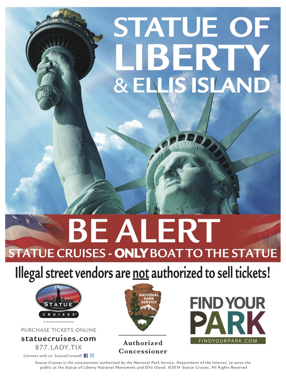 StatueCruises's tweet photo. BE ALERT! Statue Cruises is the only boat to the Statue of Liberty. Illegal street vendors are NOT authorized to sell tickets!
#statueofliberty #statuecruises #ny #newyork https://t.co/tR0LL4yAob