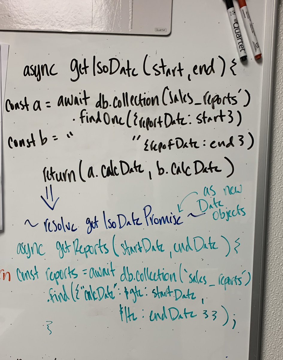 ChefWill15's tweet photo. Had to stop in the middle of peeling 40 lbs of potatoes to get this out. #100daysofcode #javascript #MongoDB #robotSous #chefswhocode #whiteboard https://t.co/ZHwJbBoEiT