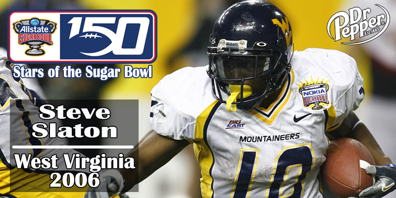 SugarBowlNola's tweet photo. #SugarBowl Hall-of-Famer @Steve23Slaton had 204 rushing yards, incl. 2 TD runs of 52 yards, to set a Sugar Bowl record in @WVUfootball’s 38-35 victory over Georgia in the 2006 #SugarBowl. #SugarStar #CFB150 https://t.co/LWulm2dU1u https://t.co/odBRP7fM3M