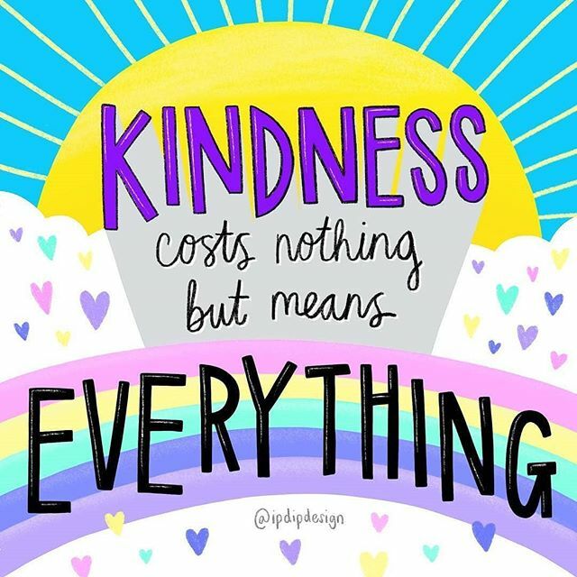 Kindness is pretty magical like that.
​📷 <a href="/ipdipdesign/">Laura 🌈 Ip Dip</a>

​Image description: Illustration made up of a a bright yellow sun, white fluffy clouds, and a pastel-coloured rainbow. Over the top of the white clouds, are lots of small pastel-coloured hearts. Large purple and black tex…