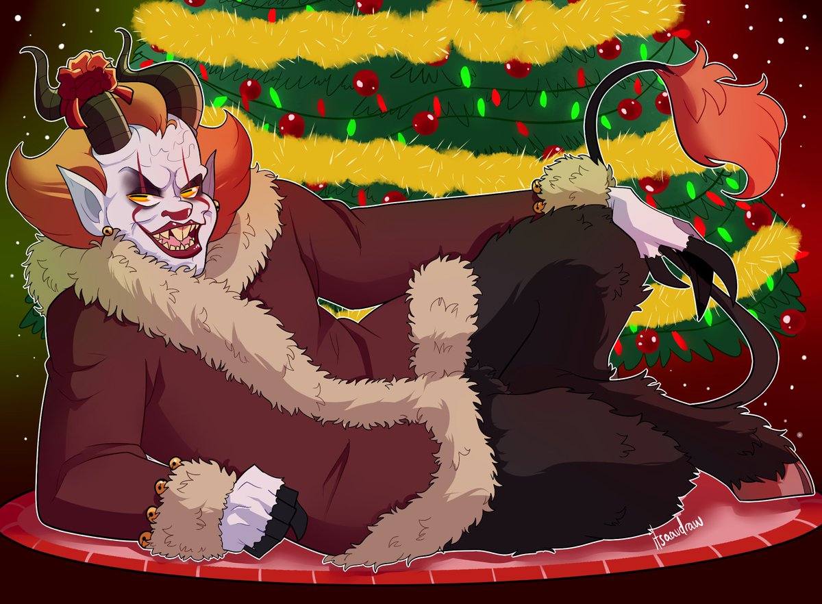 itsaaudraw's tweet photo. A fun little Krampuswise Christmas commission for @gothynerd 🎄🔥 #pennywise #ITChapter2 #krampus #commission https://t.co/pWwNtrF0sz