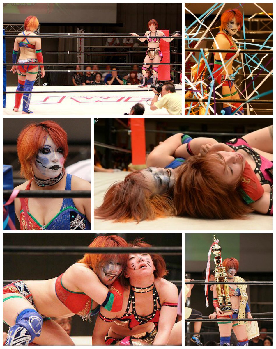2013 (2/4):Wins the JWP title in their "Wrestlemania".The oldest joshi title. Once hold by Dynamite Kansai, Devil Masami or Manami Toyota in a promotion that literally banned her for heresy.Kana started a war against the whole joshi scene in 2010. 3 years later she won.