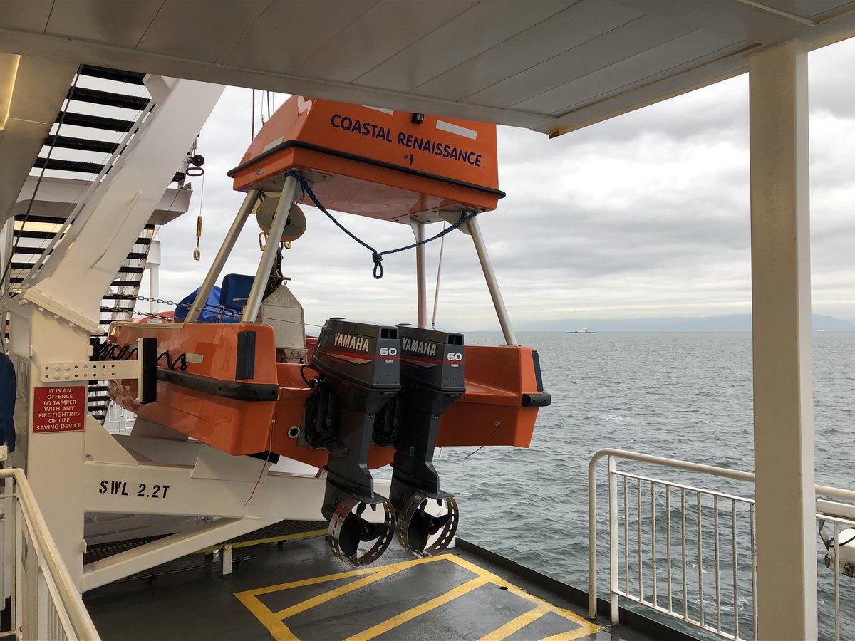 Allinflatables's tweet photo. Rescue boat on the BC Ferry Coastal Renaissance from Vancouver Island to the BC Canada mainland. #bcferry #rescueboat #safetyboat https://t.co/mZAK3xsTnn