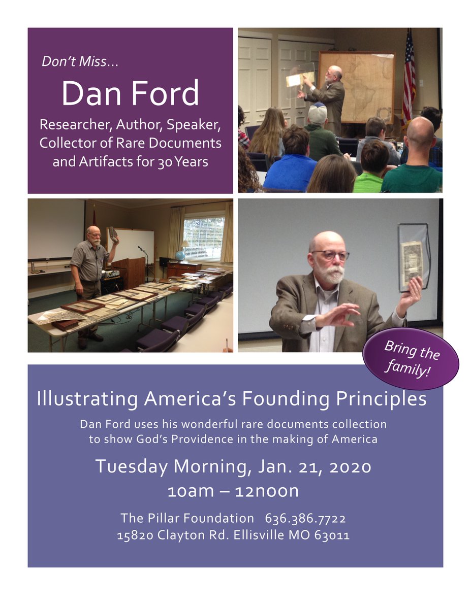 ThePillarFdn's tweet photo. Dan Ford with his rare documents collection at Pillar January 21 (Click flyer for details) https://t.co/MsZ8rbjgm7