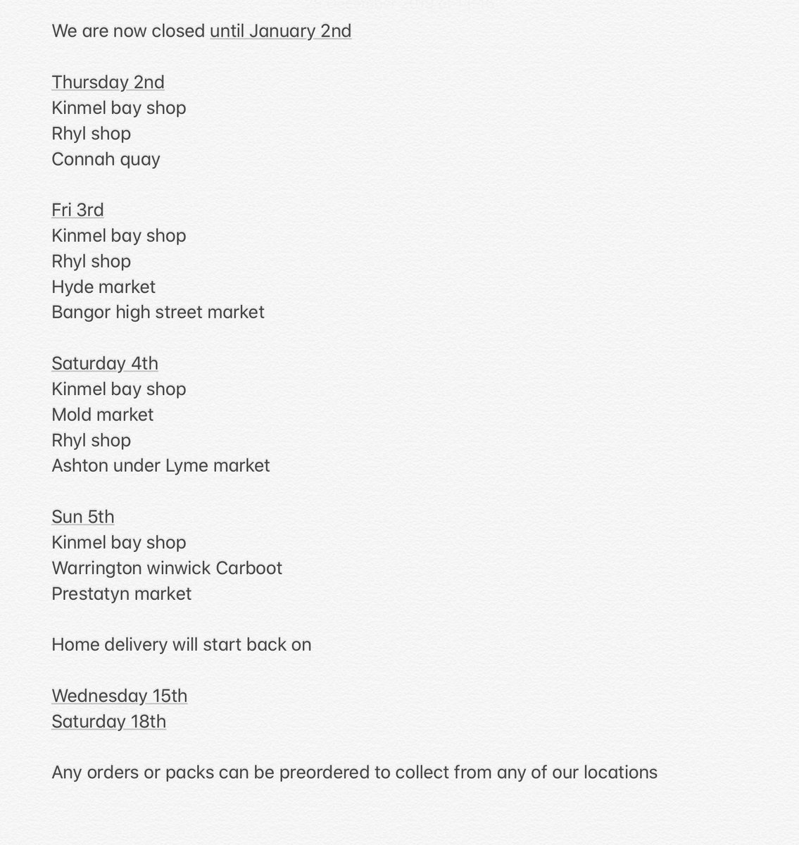 New year opening hours