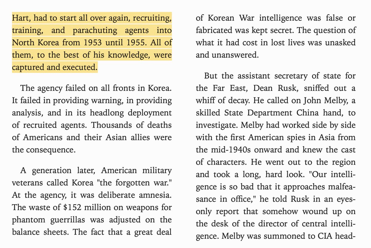 This is all from Tim Weiner's Legacy of Ashes. US kept sending recruits to their death after the Korean War was over. President Rhee expelled the CIA after they "accidentally" almost killed him. Maybe that's why he survived while Ngo Dinh Diem did not?