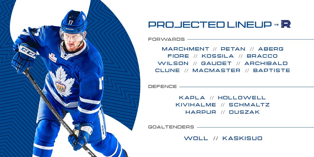 TorontoMarlies's tweet photo. Today's lineup against the Rocket:

#MarliesLive https://t.co/lhGk3361gO